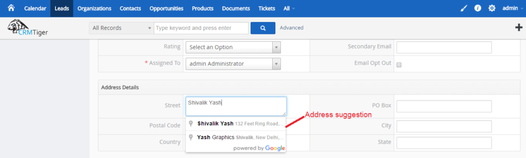 Auto Address Finder Extension in vTiger – blog