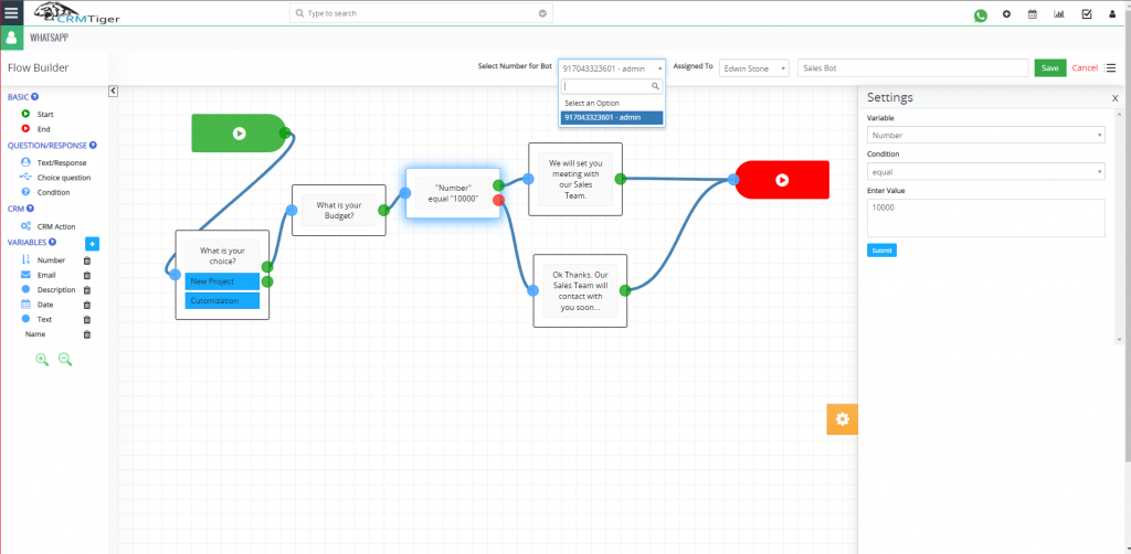 WhatsApp Chatbot for vTiger (one week free trial) – CRMTiger